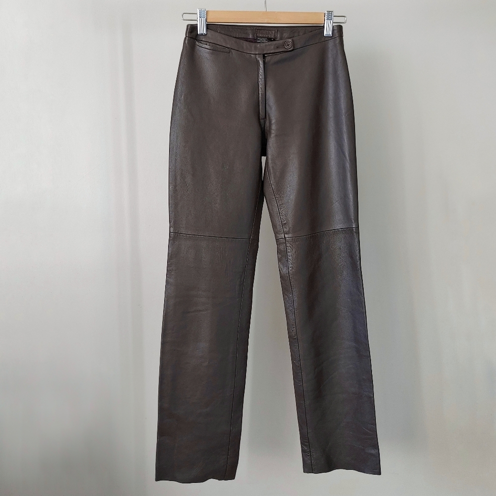 BCBG MaxAzria Leather Pants Size 0 Brown